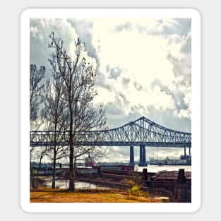 Crescent City Connection Bridge in Winter Sticker